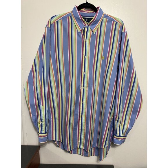 Ralph Lauren Mens Classic Fit Striped Button-Down Shirt Size 16.5/L - Picture 1 of 6